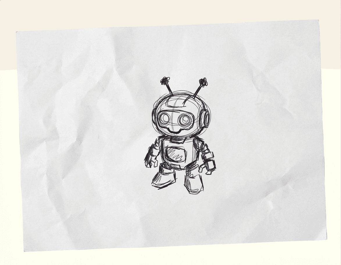 Hand-drawn robot sketch